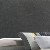 Benzara Fabric Upholstered Wooden Eastern King Size with Nailhead Trims, Gray BM215888 Gray Wood and Fabric BM215888