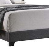 Benzara Fabric Upholstered Wooden Demi Wing Queen Bed with Camelback Headboard,Gray BM215895 Gray Wood and Fabric BM215895