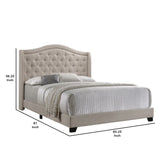 Benzara Fabric Upholstered Wooden Demi Wing Full Bed with Camelback Headboard,Beige BM215896 Beige Wood and Fabric BM215896