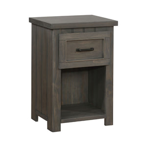 Benzara Contemporary Style Wooden Nightstand with Minimal Design Aesthetics, Gray BM215925 Gray Wood and Metal BM215925