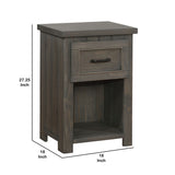 Benzara Contemporary Style Wooden Nightstand with Minimal Design Aesthetics, Gray BM215925 Gray Wood and Metal BM215925