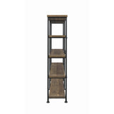 Benzara 4 Tier Wood and Metal Frame Bookcase with Criss Cross Design, Rustic Brown BM215979 Brown MDF, Particleboard and Laminate BM215979