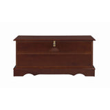 Benzara Traditional Style Lift Top Wooden Chest with Locking Lid, Dark Brown BM215984 Brown Solid Wood BM215984