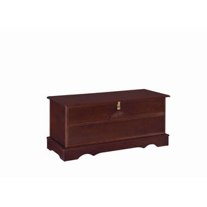 Benzara Traditional Style Lift Top Wooden Chest with Locking Lid, Dark Brown BM215984 Brown Solid Wood BM215984