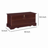 Benzara Traditional Style Lift Top Wooden Chest with Locking Lid, Dark Brown BM215984 Brown Solid Wood BM215984