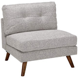 Fabric Upholstered Armless Chair with Tufted Back and Splayed Legs, Gray