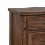 Benzara Plank Style Wooden Nightstand with 1 Drawer and 2 Doors, Bourbon Brown BM215988 Brown Solid Wood BM215988