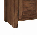 Benzara Plank Style Wooden Nightstand with 1 Drawer and 2 Doors, Bourbon Brown BM215988 Brown Solid Wood BM215988