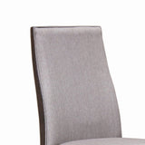 Benzara Fabric Upholstered Wooden Dining Chair, Set of 2, Gray and Brown BM215990 Gray and Brown Solid Wood and Fabric BM215990