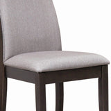 Benzara Fabric Upholstered Wooden Dining Chair, Set of 2, Gray and Brown BM215990 Gray and Brown Solid Wood and Fabric BM215990