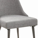 Benzara Textured Fabric Upholstered Metal Frame Dining Chair, Set of 2, Gray BM215998 Gray Solid Wood, Fabric and metal BM215998