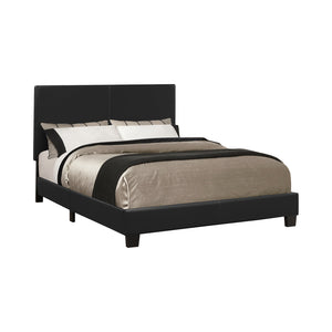 Benzara Leatherette Upholstered Full Size Platform Bed with Chamfered Legs, Black BM216026 Black Solid Wood, MDF, and Leatherette BM216026