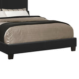 Benzara Leatherette Upholstered Full Size Platform Bed with Chamfered Legs, Black BM216026 Black Solid Wood, MDF, and Leatherette BM216026