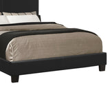 Benzara Leatherette Upholstered Twin Size Platform Bed with Chamfered Legs, Black BM216027 Black Solid Wood, MDF, and Leatherette BM216027