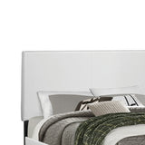Benzara Leatherette Upholstered Full Size Platform Bed with Chamfered Legs, White BM216028 White Solid Wood, MDF, and Leatherette BM216028