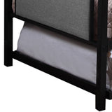 Benzara Metal Twin Daybed with Trundle and Fabric Upholstered Panels,Gray and Black BM216055 Gray and Black Metal and Fabric BM216055