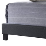 Benzara Full Size Bed with Square Button Tufted Headboard, Dark Gray BM216087 Gray Solid Wood, MDF and Fabric BM216087