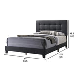 Benzara Full Size Bed with Square Button Tufted Headboard, Dark Gray BM216087 Gray Solid Wood, MDF and Fabric BM216087