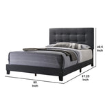 Benzara Eastern King Bed with Square Button Tufted Headboard, Dark Gray BM216088 Gray Solid Wood, MDF and Fabric BM216088