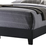 Benzara Queen Size Bed with Square Button Tufted Headboard, Dark Gray BM216089 Gray Solid Wood, MDF and Fabric BM216089