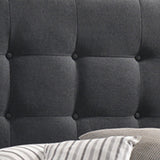 Benzara Twin Size Bed with Square Button Tufted Headboard, Dark Gray BM216090 Gray Solid Wood, MDF and Fabric BM216090