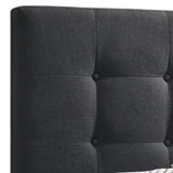 Benzara Twin Size Bed with Square Button Tufted Headboard, Dark Gray BM216090 Gray Solid Wood, MDF and Fabric BM216090