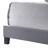 Benzara Full Size Bed with Square Button Tufted Headboard and Chamfered Legs, Gray BM216091 Gray Solid Wood, MDF and Fabric BM216091