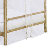 Benzara Full Size Metal Canopy Bed with Sheer Net and Overhead LED Lighting, Gold BM216095 Gold Metal BM216095