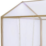 Benzara Full Size Metal Canopy Bed with Sheer Net and Overhead LED Lighting, Gold BM216095 Gold Metal BM216095