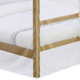 Benzara Twin Size Metal Canopy Bed with Sheer Net and Overhead LED Lighting, Gold BM216096 Gold Metal BM216096