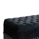 Benzara Leatherette Storage Bench with Nailhead Trims and Button Tufted Seat, Black BM216194 Black Solid Wood, MDF BM216194