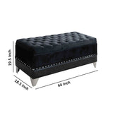 Benzara Leatherette Storage Bench with Nailhead Trims and Button Tufted Seat, Black BM216194 Black Solid Wood, MDF BM216194