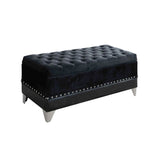 Benzara Leatherette Storage Bench with Nailhead Trims and Button Tufted Seat, Black BM216194 Black Solid Wood, MDF BM216194