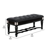 Benzara Fabric Padded Bench with Deep Button Tufting and Straight Legs, Black BM216265 Black Wood and Fabric BM216265