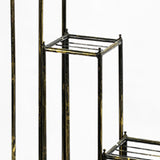 Benzara 2 Tier Square Slatted Top Plant Stand, Set of 3, Black and Gold BM216735 Black and Gold Metal BM216735