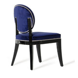 Benzara Round Back Dining Chair with Nailhead Trim, Set of 2, Blue and Black - BM216751 BM216751 Blue and Black Solid wood, Fabric BM216751