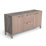 2 Door Storage Buffet with Faux Concrete Top and 2 Drawers, Brown - BM216758