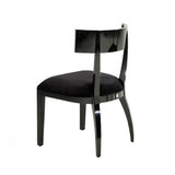 Benzara Curved Design Dining Chair with Open Back and Padded seat, Set of 2, Black - BM216789 BM216789 Black Solid wood, Fabric BM216789