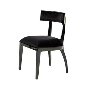 Benzara Curved Design Dining Chair with Open Back and Padded seat, Set of 2, Black - BM216789 BM216789 Black Solid wood, Fabric BM216789