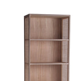 Benzara 1 Drawer Wood Rack with 5 Open Shelves, Washed Brown BM216812 Brown Solid Wood BM216812