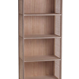 Benzara 1 Drawer Wood Rack with 5 Open Shelves, Washed Brown BM216812 Brown Solid Wood BM216812