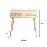 Benzara 2 Drawer Wooden Console Table with Angled Legs, Beige BM216855 Beige Solid Wood BM216855