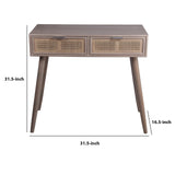 Benzara 2 Drawer Wooden Console Table with Angled Legs, Gray and Beige BM216856 Gray, Beige Solid Wood BM216856