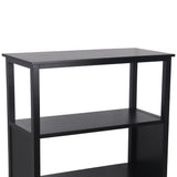 Benzara 3 Tier Wooden Accent Stand with Texture Side Panels, Black BM216896 Black Solid Wood BM216896
