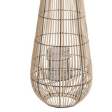 Benzara Bellied Shape Bamboo Lantern with Open Cage Design and Rope Handle, Brown BM216919 Brown Bamboo BM216919