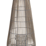 Benzara Bellied Shape Bamboo Lantern with Open Cage Design and Rope Handle, Gray BM216920 Gray Bamboo BM216920