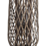 Benzara Bellied Shaped Bamboo Lantern with Open Lattice Design, Medium, Gray BM216921 Gray Bamboo BM216921