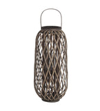 Benzara Bellied Shaped Bamboo Lantern with Open Lattice Design, Medium, Gray BM216921 Gray Bamboo BM216921