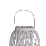 Benzara Bellied Shaped Bamboo Lantern with Open Lattice Design, Medium, White BM216922 White Bamboo BM216922