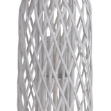 Benzara Bellied Shaped Bamboo Lantern with Open Lattice Design, Medium, White BM216922 White Bamboo BM216922